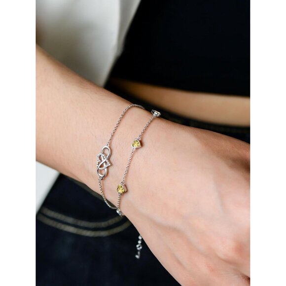 Infinity Heart Birthstone Charm Link Anklets Bracelets for Women 925 Sterling Si - Picture 4 of 7